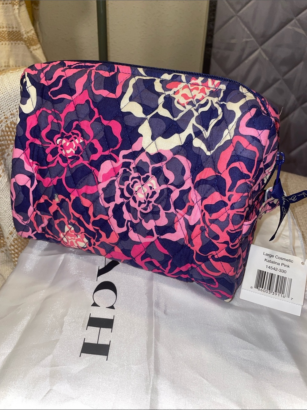 NWT Vera Bradley Large Cosmetic Bag Case in Katalina Pink